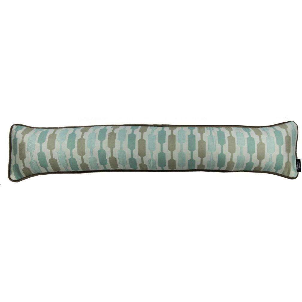 McAlister Textiles Lotta Duck Egg Blue + Beige Draught Excluder Draught Excluders 18 x 80cm 