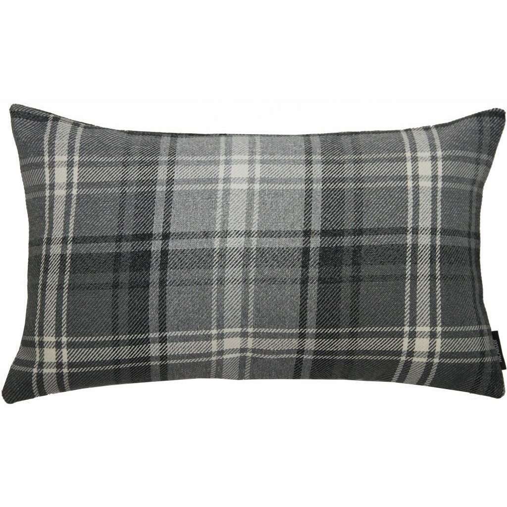 McAlister Textiles Angus Charcoal Grey Tartan Pillow Pillow Cover Only 50cm x 30cm 