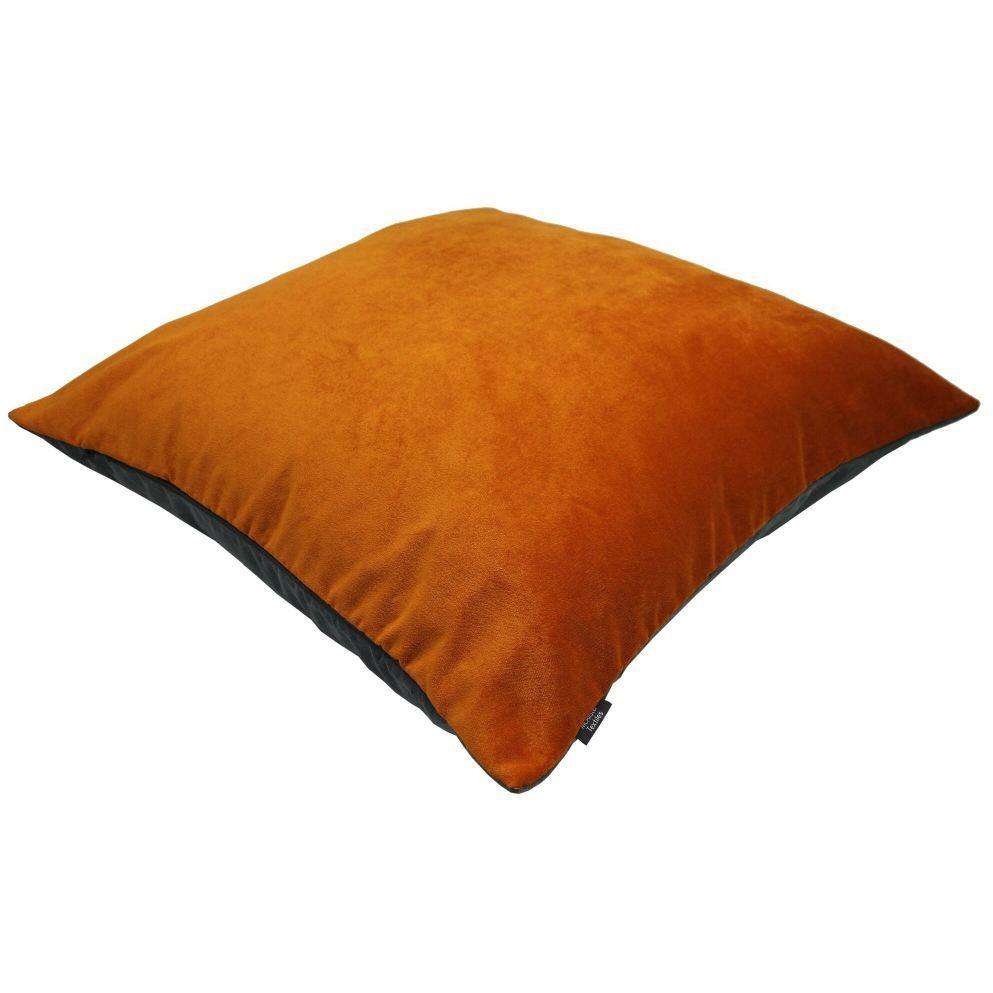 McAlister Textiles Deluxe Velvet Burnt Orange + Grey 66cm x 66cm Floor Cushion Floor Cushions 