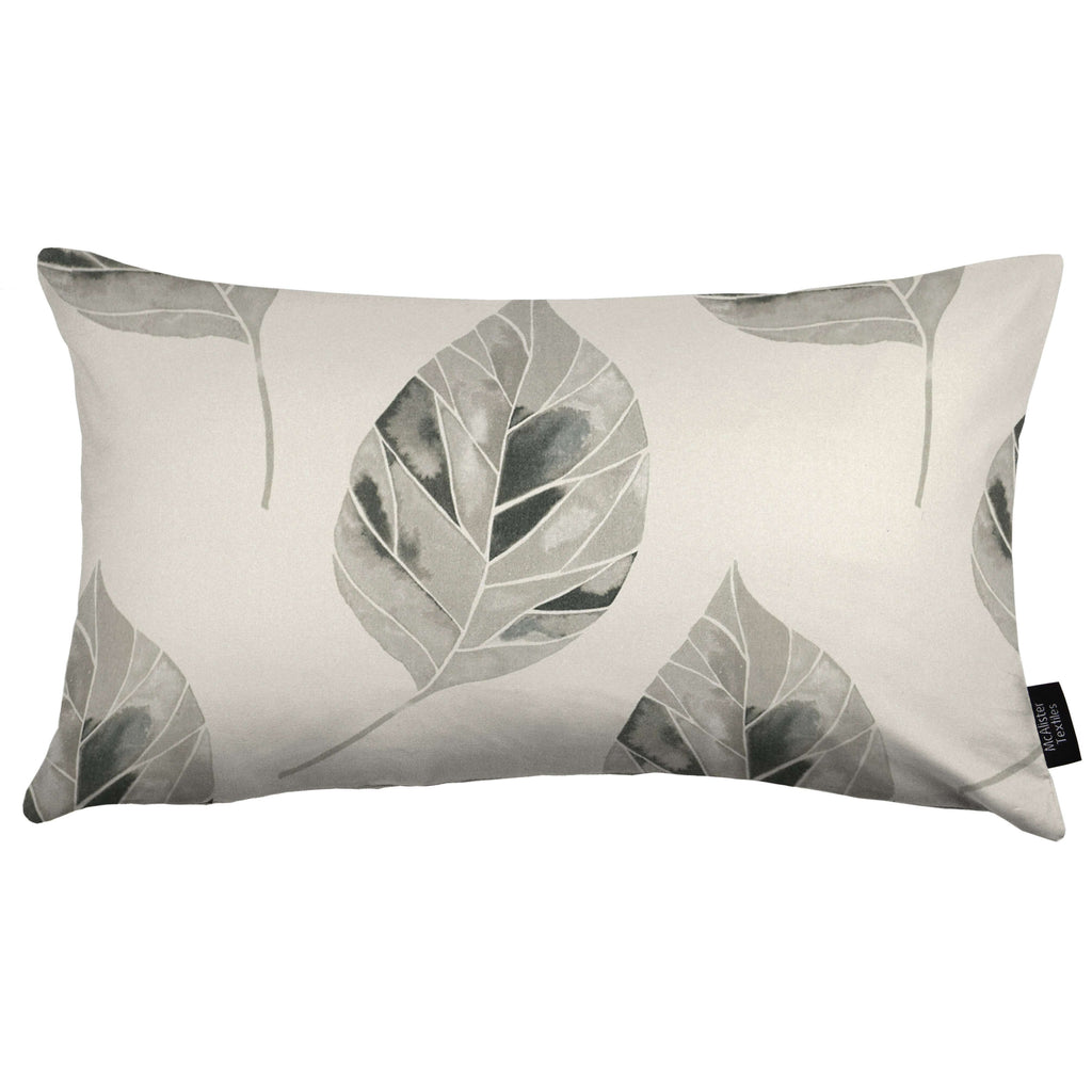 McAlister Textiles Leaf Soft Grey Floral Cotton Print Pillows Pillow Cover Only 50cm x 30cm 