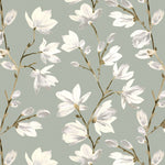 Load image into Gallery viewer, McAlister Textiles Magnolia Duck Egg Floral FR Fabric Fabrics 1/2 Metre 
