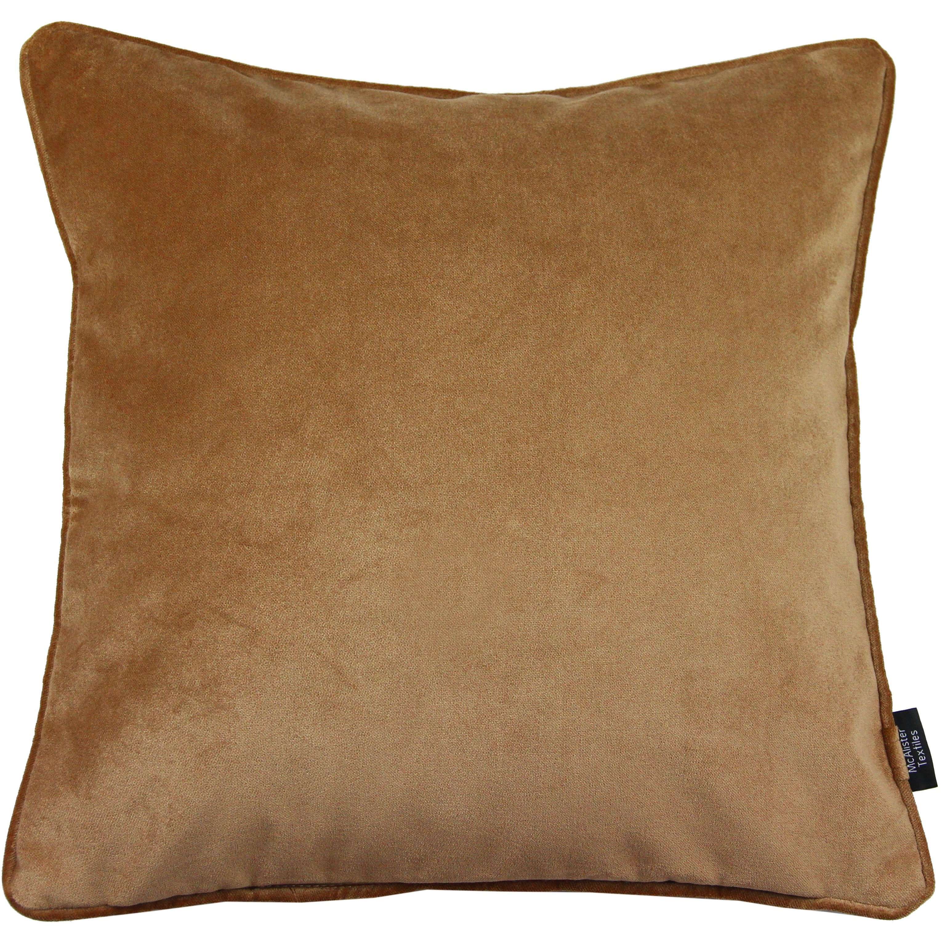 McAlister Textiles Matt Caramel Gold Velvet Cushion Cushions and Covers Cover Only 43cm x 43cm 