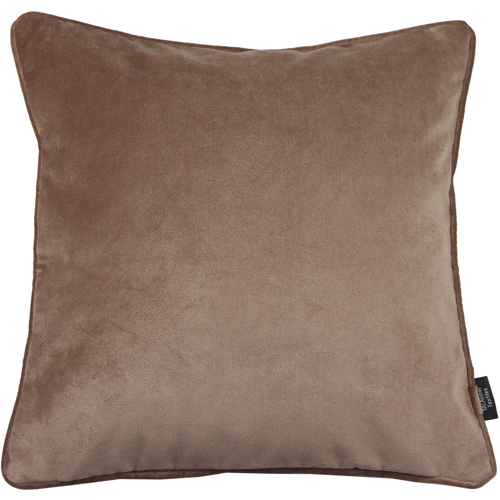McAlister Textiles Matt Mocha Brown Piped Velvet Cushion Cushions and Covers Cover Only 43cm x 43cm 