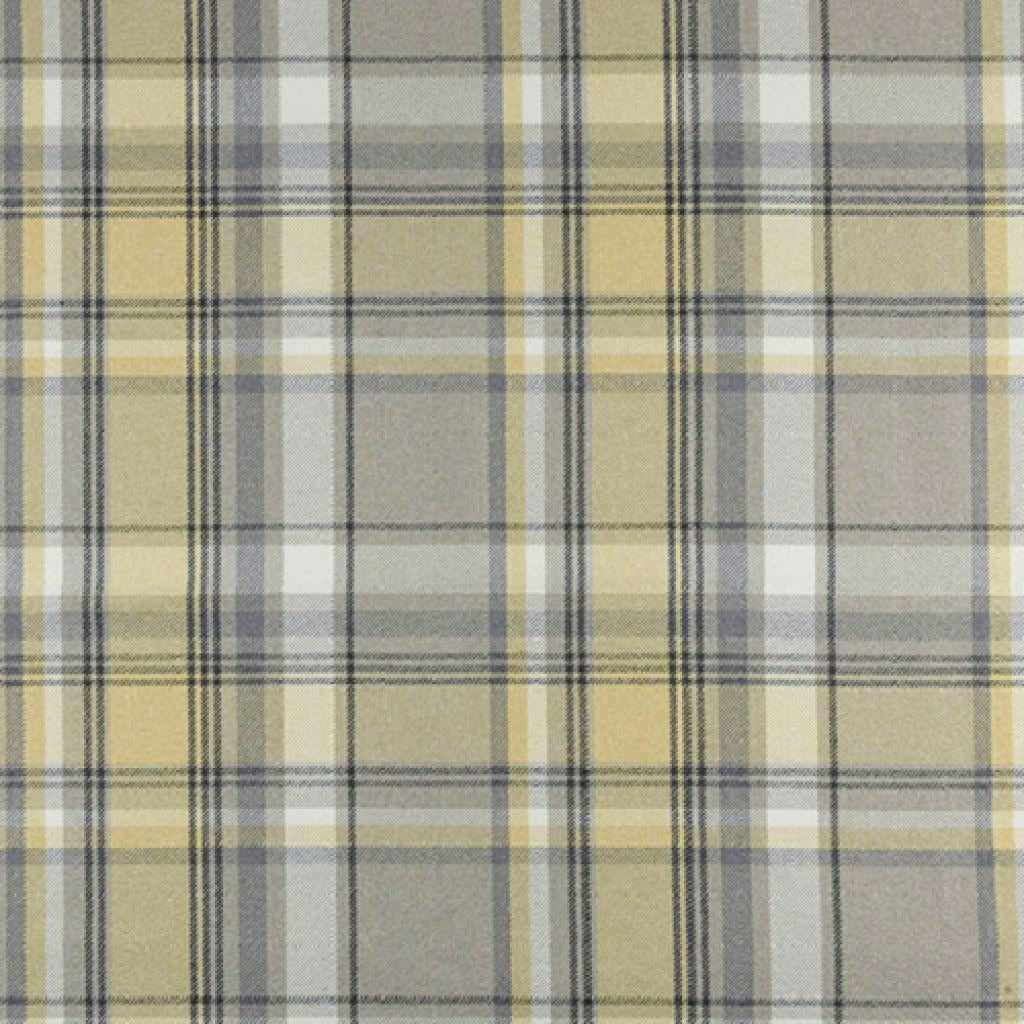 McAlister Textiles Heritage Tartan Mustard Yellow + Grey Curtain Fabric Fabrics 