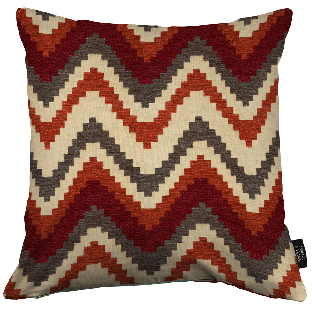 McAlister Textiles Navajo Red + Burnt Orange Striped Cushion Cushions and Covers Cover Only 43cm x 43cm 