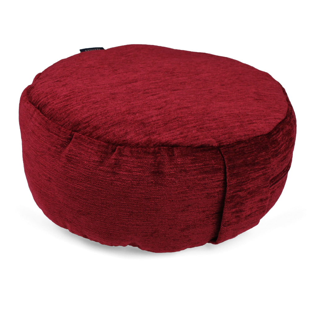 McAlister Textiles Plain Chenille Red Circular Yoga Cushion Yoga Cushions 