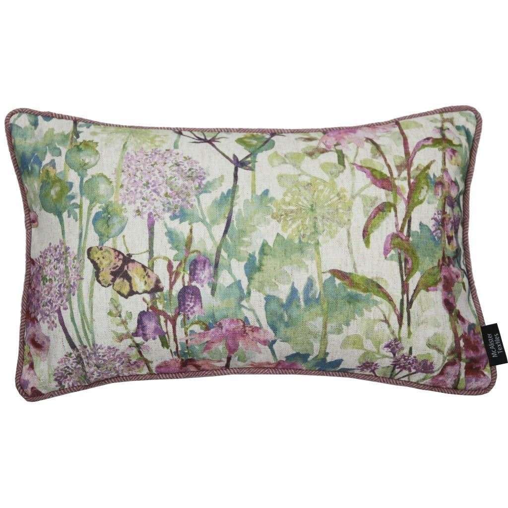 McAlister Textiles Wildflower Pastel Purple Linen Pillow Pillow Cover Only 50cm x 30cm 