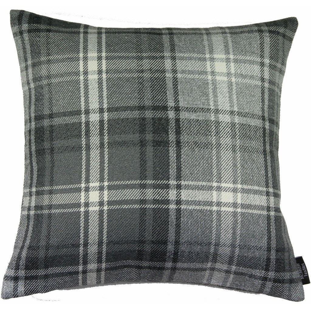 McAlister Textiles Angus Charcoal Grey Tartan Cushion Cushions and Covers Cover Only 43cm x 43cm 