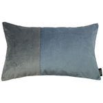 Load image into Gallery viewer, McAlister Textiles 2 Colour Patchwork Velvet Blue + Grey Pillow Pillow Cover Only 50cm x 30cm 
