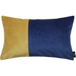 Load image into Gallery viewer, McAlister Textiles 2 Colour Patchwork Velvet Navy + Yellow Pillow Pillow Cover Only 50cm x 30cm 
