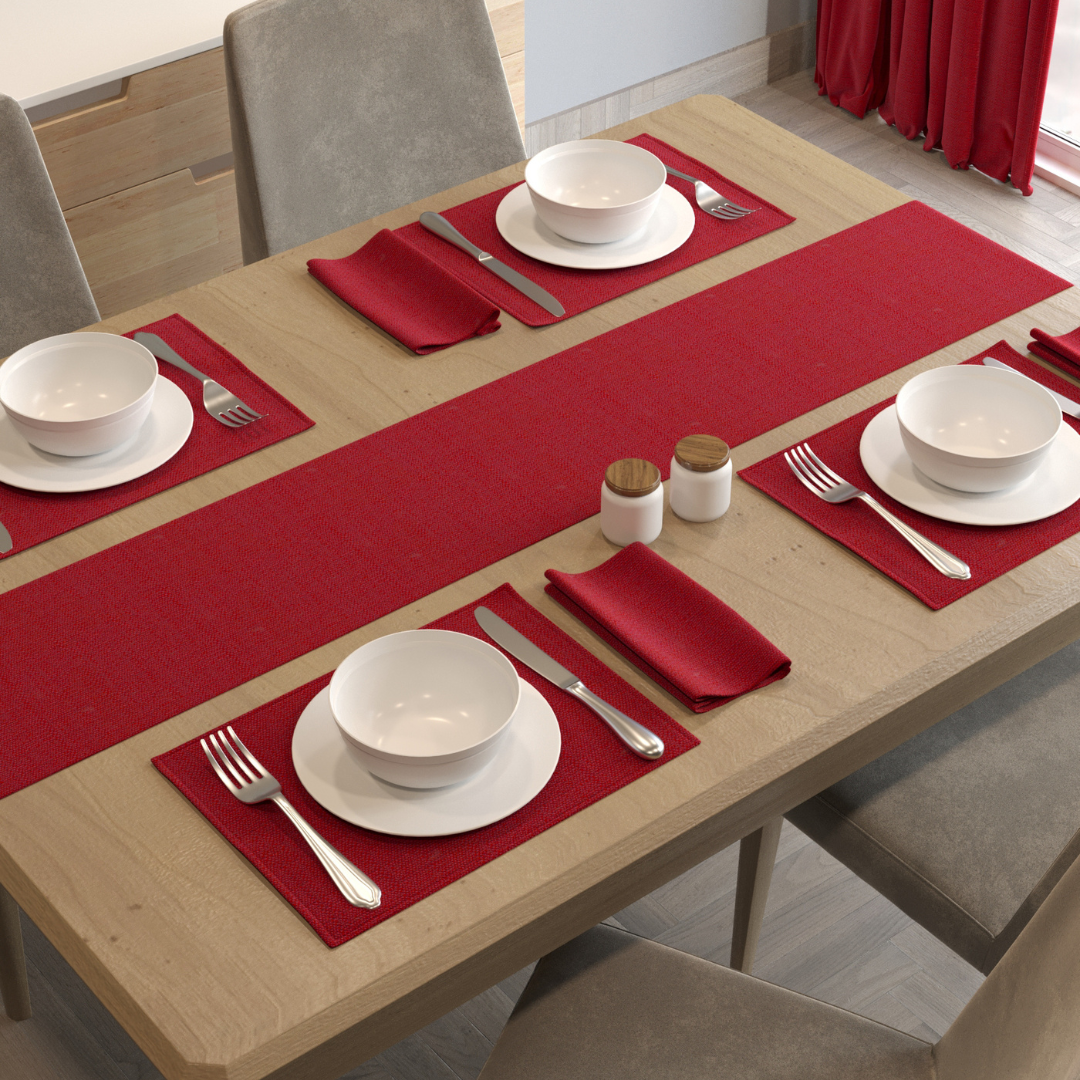 Long red discount table runner