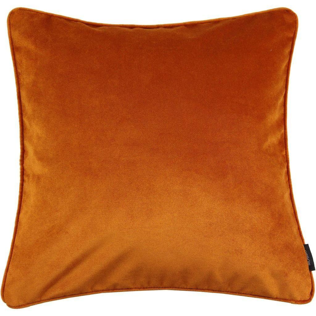 McAlister Textiles Matt Burnt Orange Piped Velvet Cushion Cushions and Covers Cover Only 43cm x 43cm 