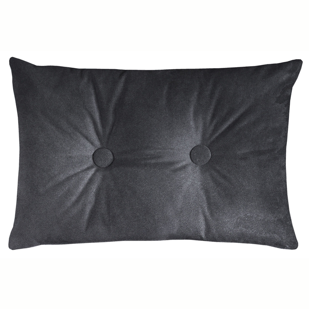 McAlister Textiles Matt Charcoal Grey Velvet Button 40cm x 60cm Pillow Pillow Polyester Filler 60cm x 40cm 