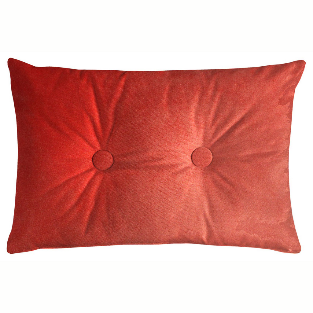 McAlister Textiles Matt Coral Pink Velvet Button 40cm x 60cm Pillow Pillow Polyester Filler 60cm x 40cm 