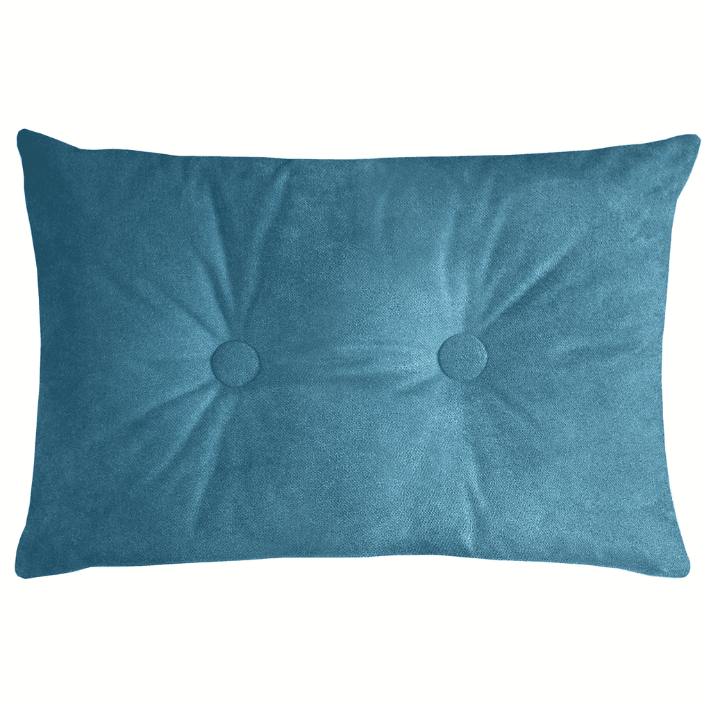 McAlister Textiles Matt Duck Egg Blue Velvet Button 40cm x 60cm Pillow Pillow Polyester Filler 60cm x 40cm 