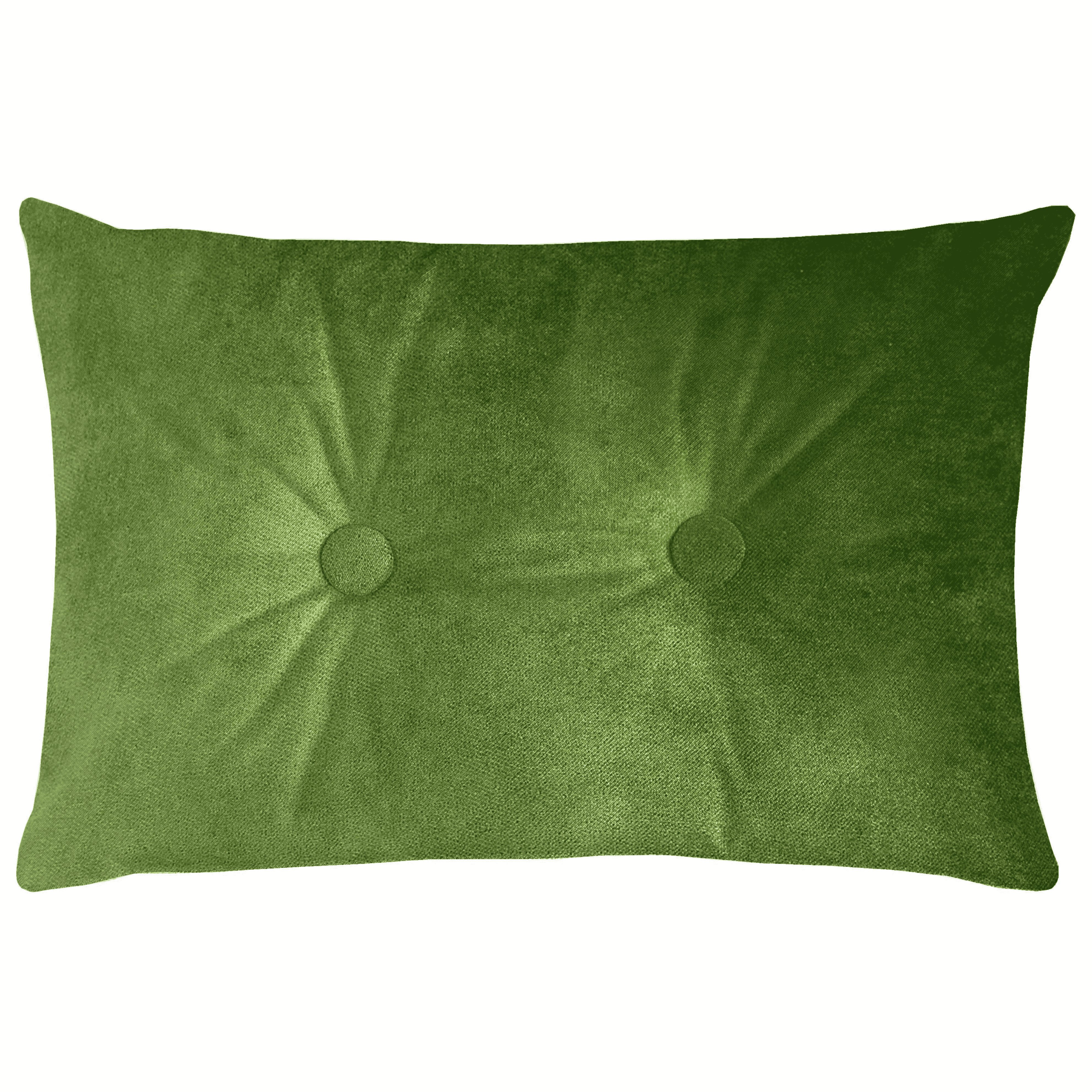 McAlister Textiles Matt Fern Green Velvet Button 40cm x 60cm Pillow Pillow Polyester Filler 60cm x 40cm 