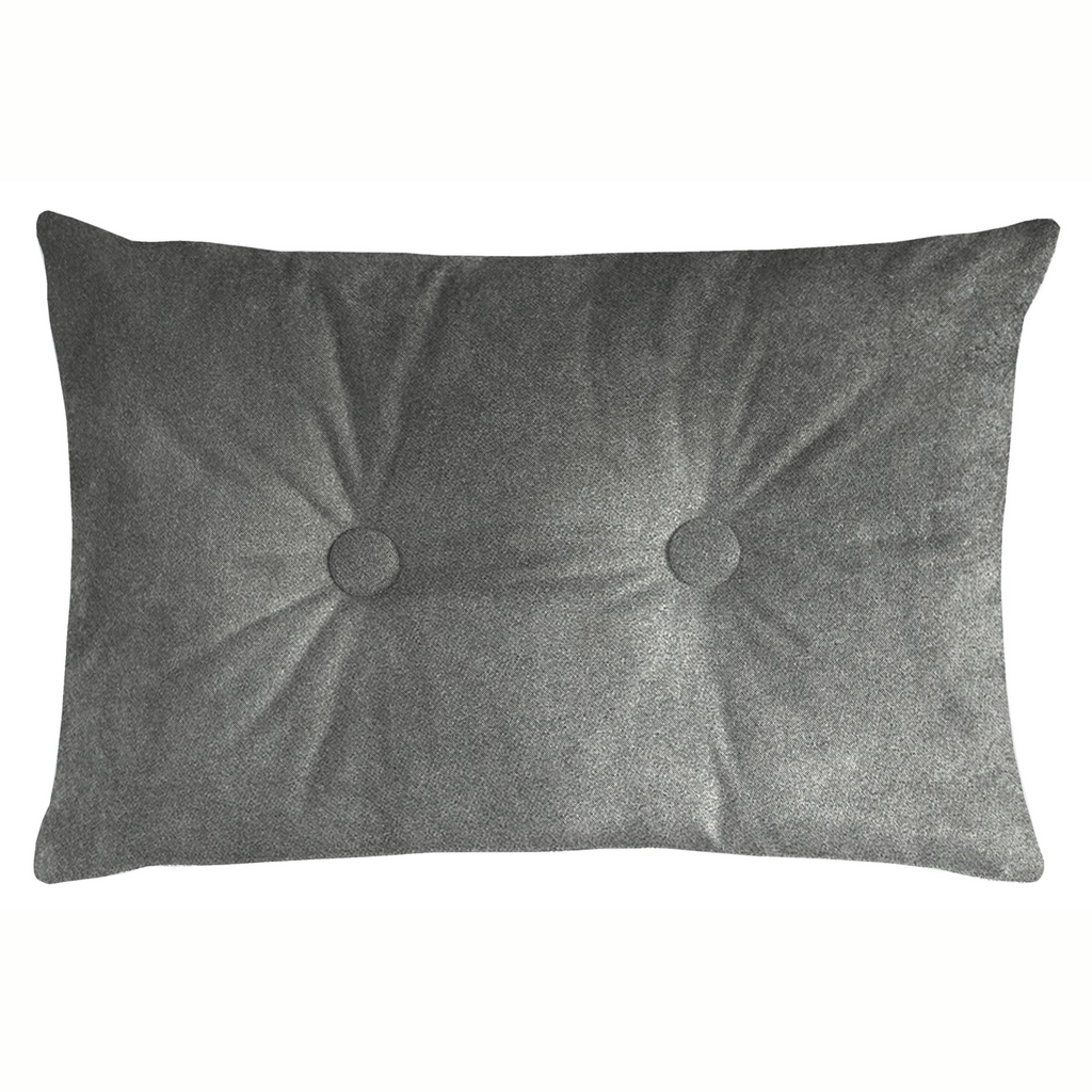 McAlister Textiles Matt Soft Silver Velvet Button 40cm x 60cm Pillow Pillow Polyester Filler 60cm x 40cm 