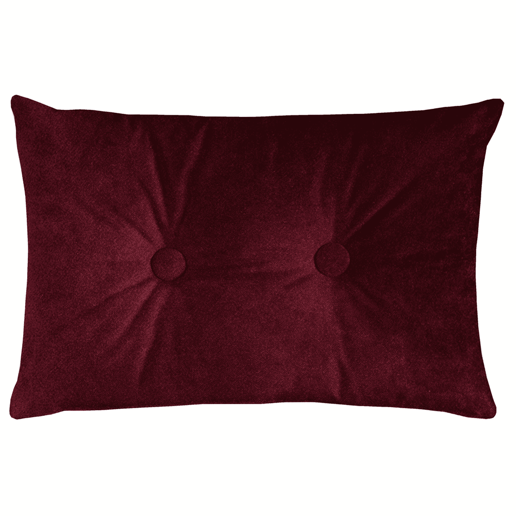 McAlister Textiles Matt Wine Red Velvet Button 40cm x 60cm Pillow Pillow Polyester Filler 60cm x 40cm 