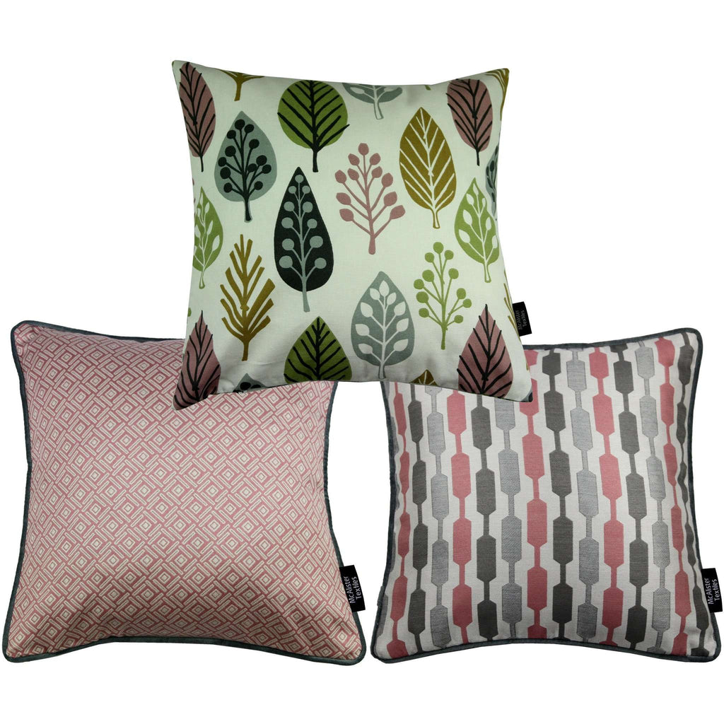McAlister Textiles Copenhagen Blush Pink 43cm x 43cm Cushion Set of 3 Cushions and Covers Cushion Cover 