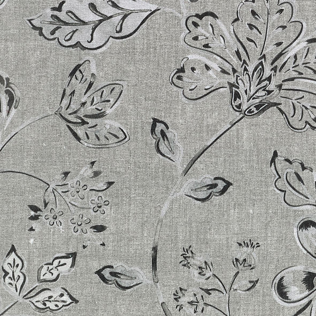 McAlister Textiles Eden Charcoal Grey Floral Printed Fabric Fabrics 1 Metre 