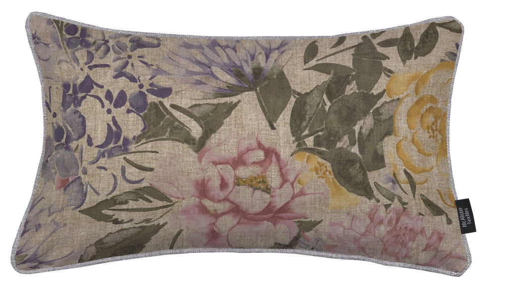 McAlister Textiles Blooma Purple, Pink and Ochre Floral Pillow Pillow Cover Only 50cm x 30cm 