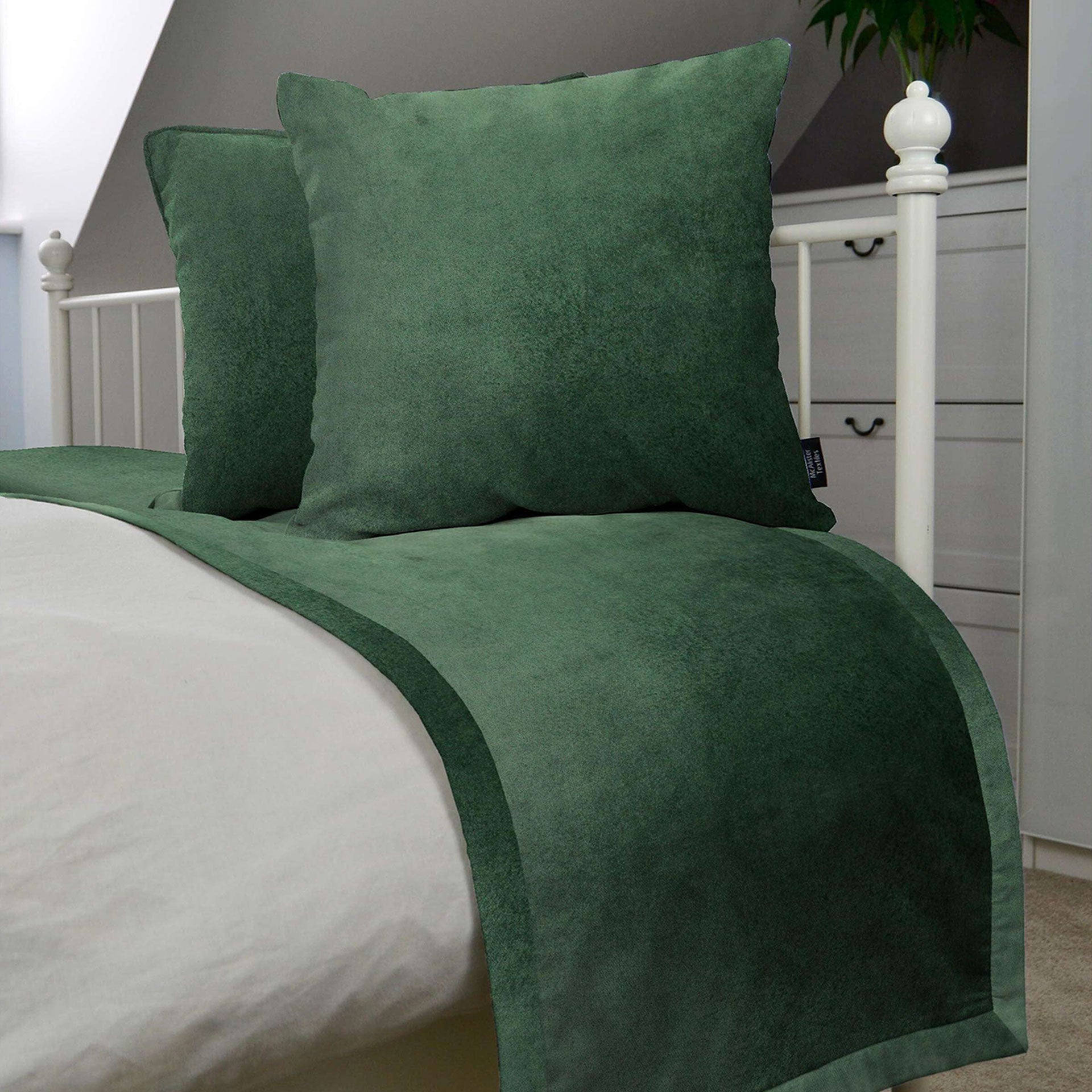 McAlister Textiles Matt Moss Green Velvet Bedding Set Bedding Set 
