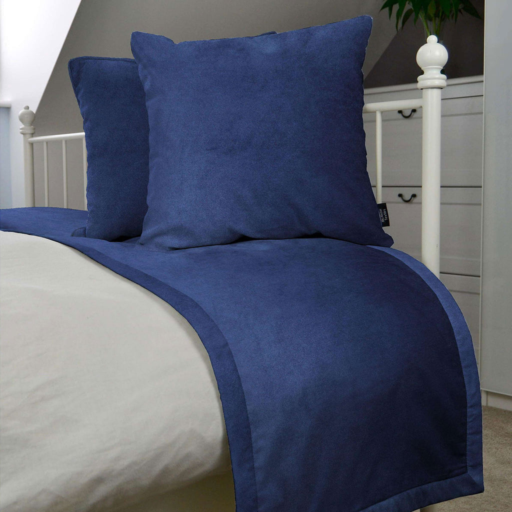 McAlister Textiles Matt Navy Blue Velvet Bedding Set Bedding Set 