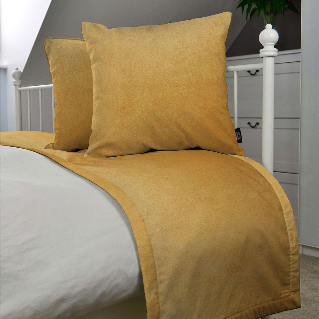 McAlister Textiles Matt Ochre Yellow Velvet Bedding Set Bedding Set 