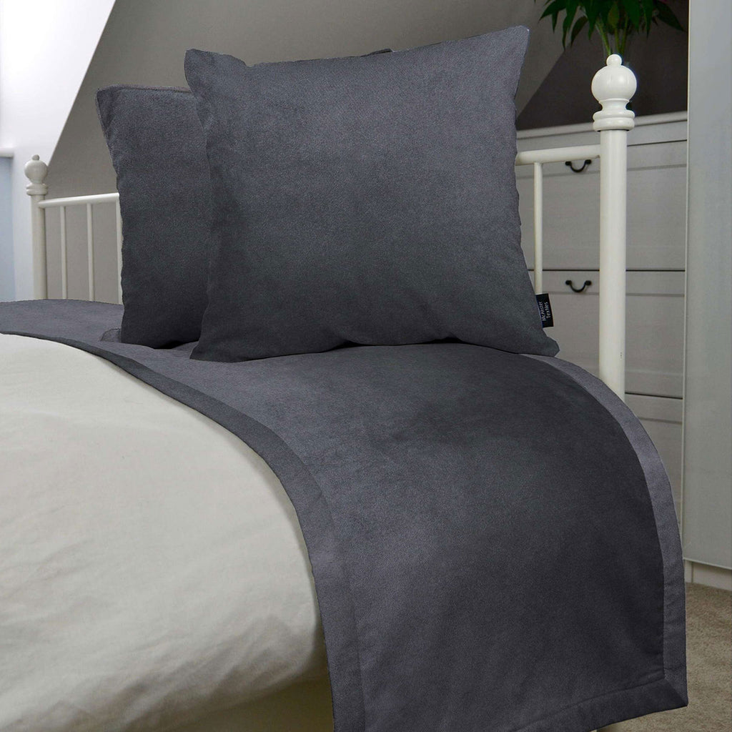 McAlister Textiles Matt Charcoal Grey Velvet Bedding Set Bedding Set 