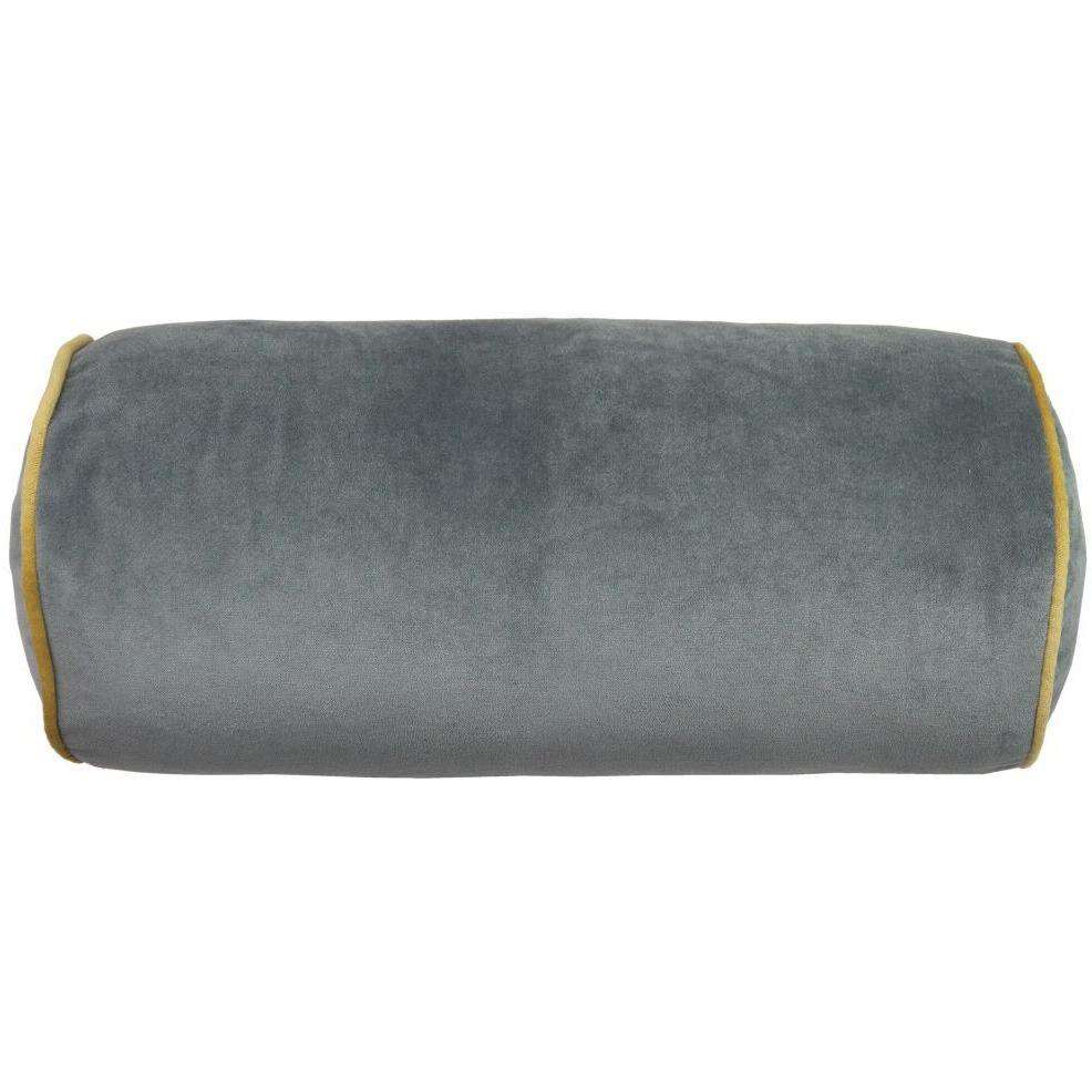 McAlister Textiles Deluxe Velvet Grey + Yellow Bolster Pillow 45cm x 20cm Bolster Cushion 