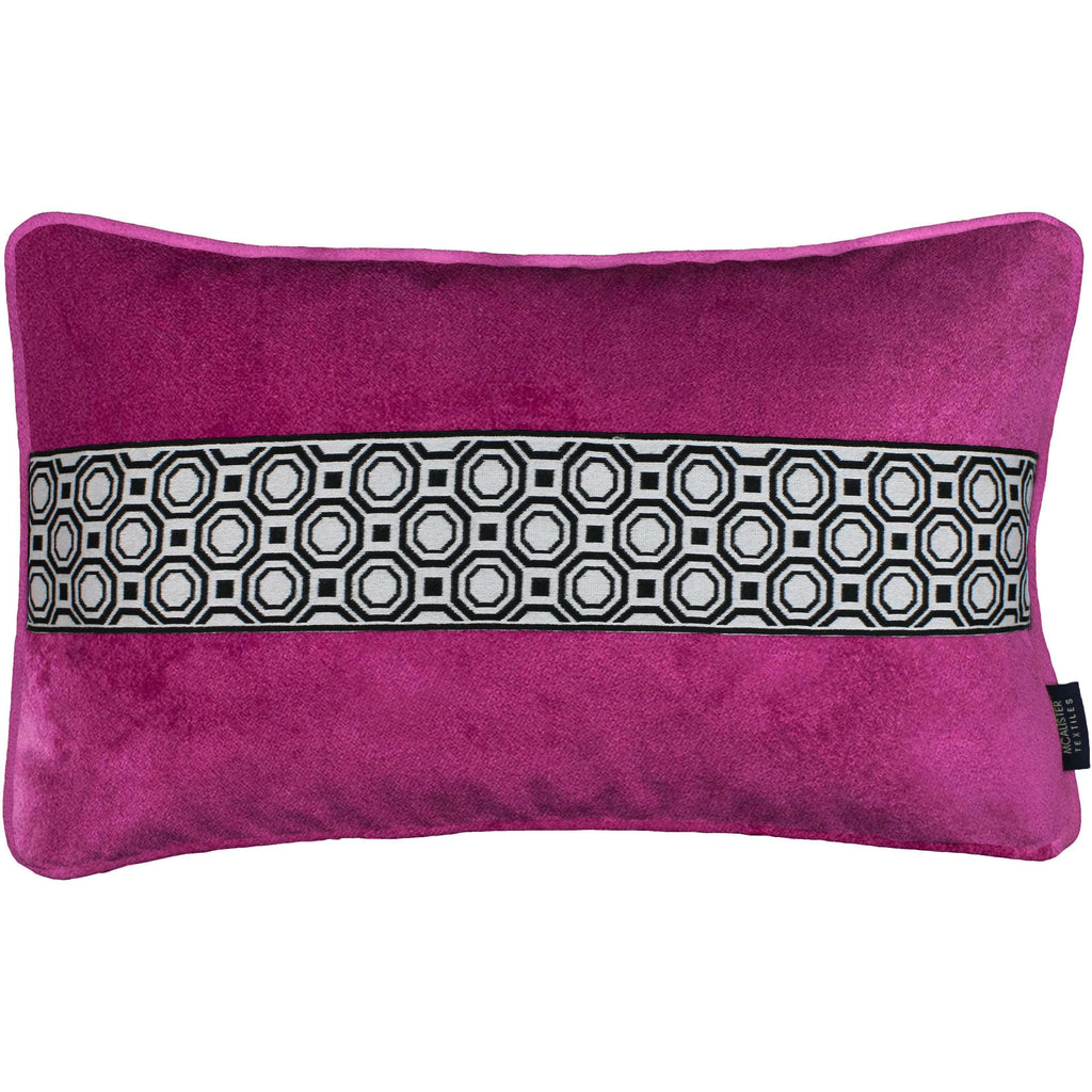 McAlister Textiles Cancun Striped Fuchsia Pink Velvet Pillow Pillow Cover Only 50cm x 30cm 