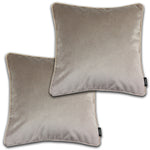 Load image into Gallery viewer, McAlister Textiles Matt Beige Mink Velvet 43cm x 43cm Contrast Piped Cushion Sets Cushions and Covers Cushion Covers Set of 2 
