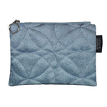 Load image into Gallery viewer, McAlister Textiles Circular Pattern Blue Velvet Makeup Bag Clutch Bag 
