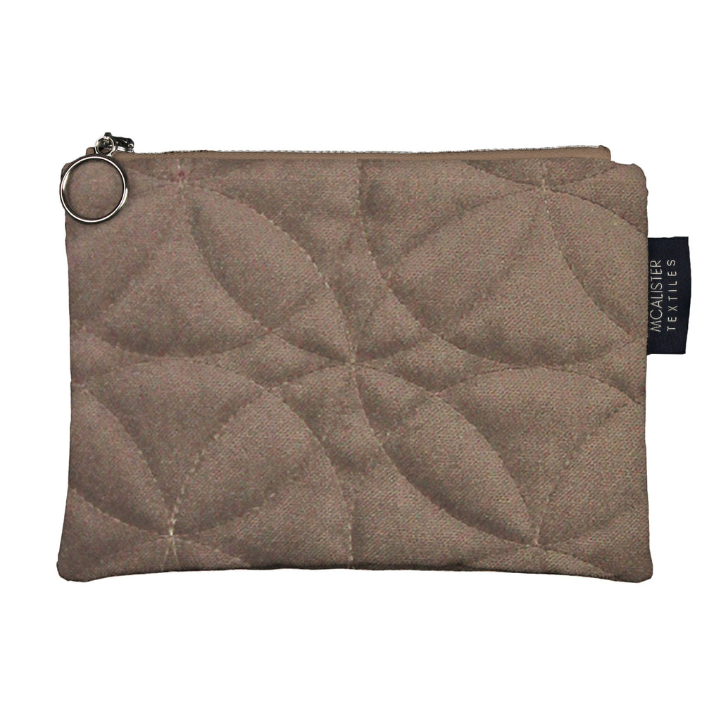 McAlister Textiles Circular Pattern Mocha Velvet Makeup Bag Clutch Bag 