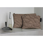 Load image into Gallery viewer, McAlister Textiles Pebble Pattern Mocha Velvet Makeup Bag Set Clutch Bag 

