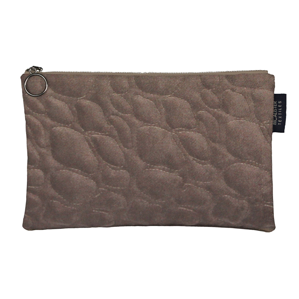 McAlister Textiles Pebble Pattern Mocha Velvet Makeup Bag - Large Clutch Bag 