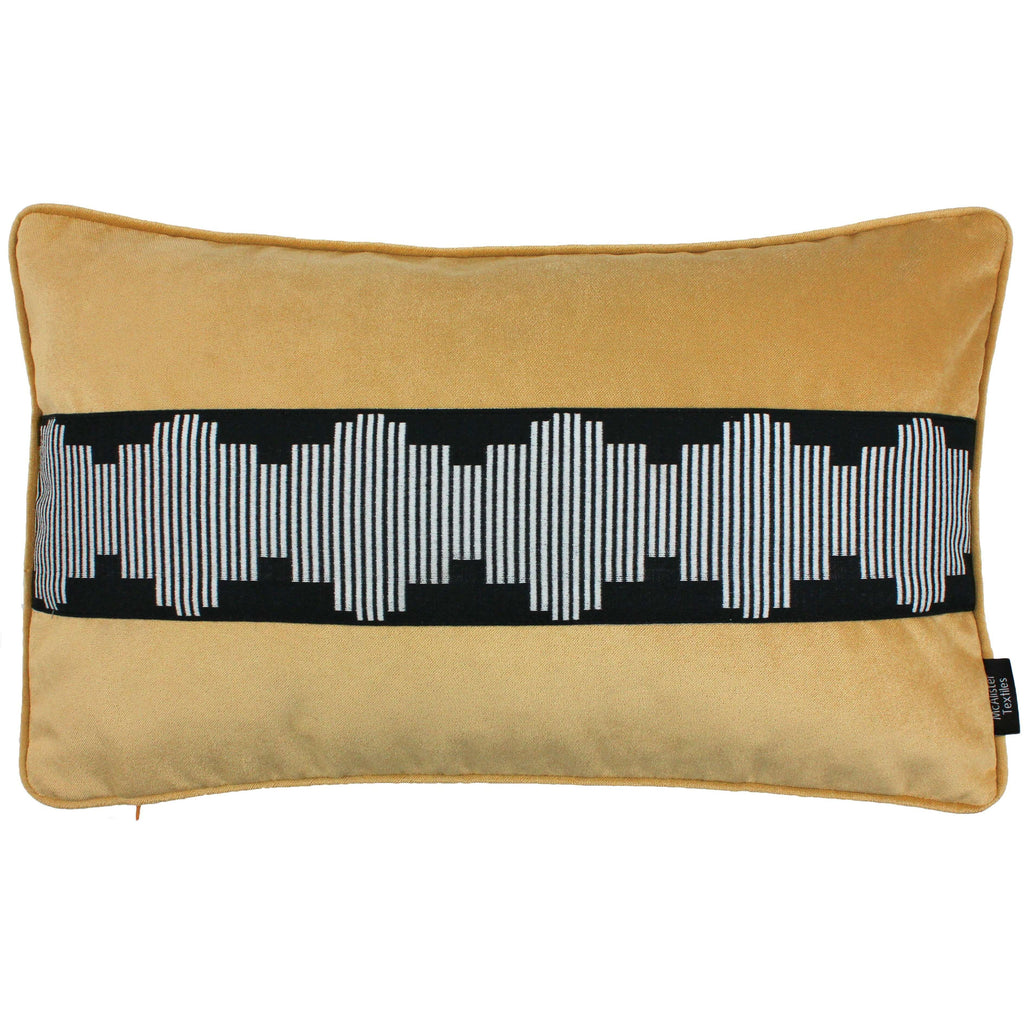 McAlister Textiles Maya Striped Ochre Yellow Velvet Pillow Pillow Cover Only 50cm x 30cm 