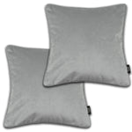 Load image into Gallery viewer, McAlister Textiles Matt Dove Grey Velvet 43cm x 43cm Piped Cushion Sets Cushions and Covers Cushion Covers Set of 2 
