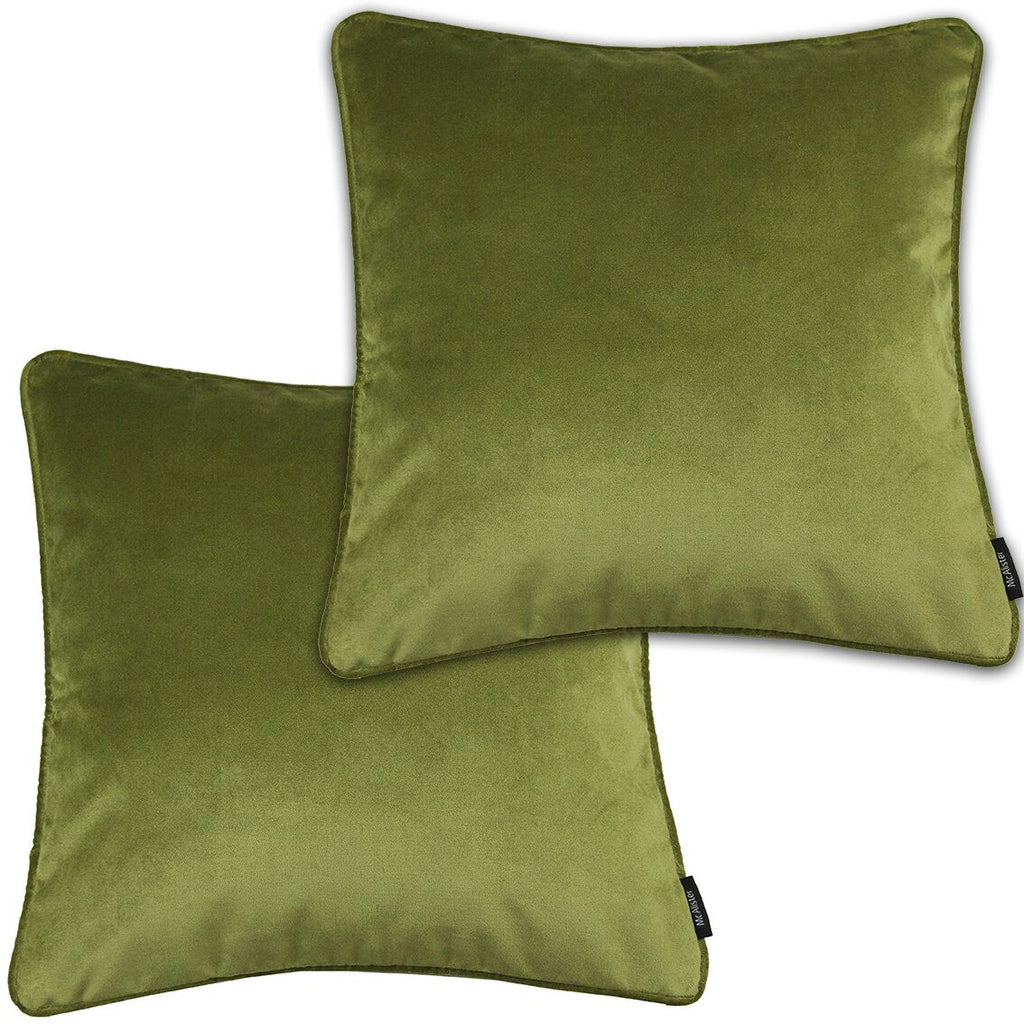 McAlister Textiles Matt Lime Green Velvet 43cm x 43cm Cushion Sets Cushions and Covers Cushion Covers Set of 2 