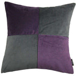 Load image into Gallery viewer, McAlister Textiles Square Patchwork Velvet Dark Purple + Grey Cushion Cushions and Covers Polyester Filler 60cm x 60cm 
