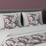 Load image into Gallery viewer, McAlister Textiles Camille Floral Pink &amp; Grey Velvet Bedding Set Bedding Set Runner (50x240cm) + 2x Cushion Covers 
