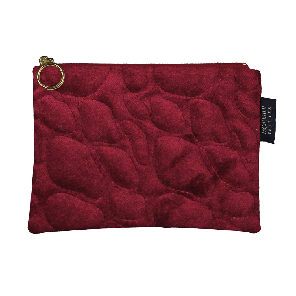 McAlister Textiles Pebble Pattern Red Velvet Makeup Bag Clutch Bag 