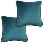 Load image into Gallery viewer, McAlister Textiles Matt Blue Teal Velvet 43cm x 43cm Piped Cushion Sets Cushions and Covers Cushion Covers Set of 2 
