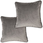 Load image into Gallery viewer, McAlister Textiles Matt Soft Silver Velvet 43cm x 43cm Contrast Piped Cushion Sets Cushions and Covers Cushion Covers Set of 2 
