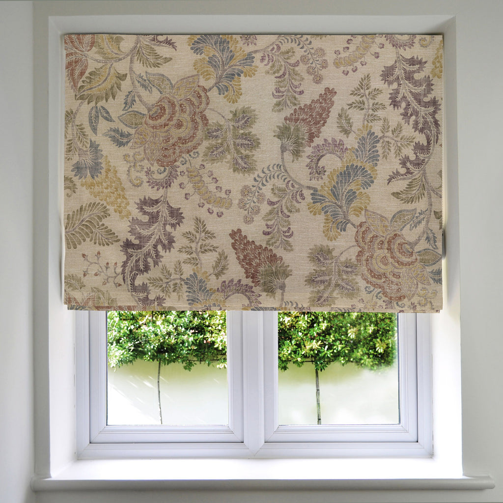 McAlister Textiles Floris Vintage Floral Linen Roman Blind Roman Blinds Standard Lining 130cm x 200cm 