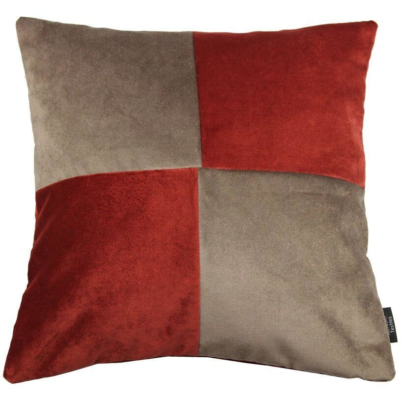 McAlister Textiles Square Patchwork Velvet Gold + Red Cushion Cushions and Covers Cover Only 43cm x 43cm 