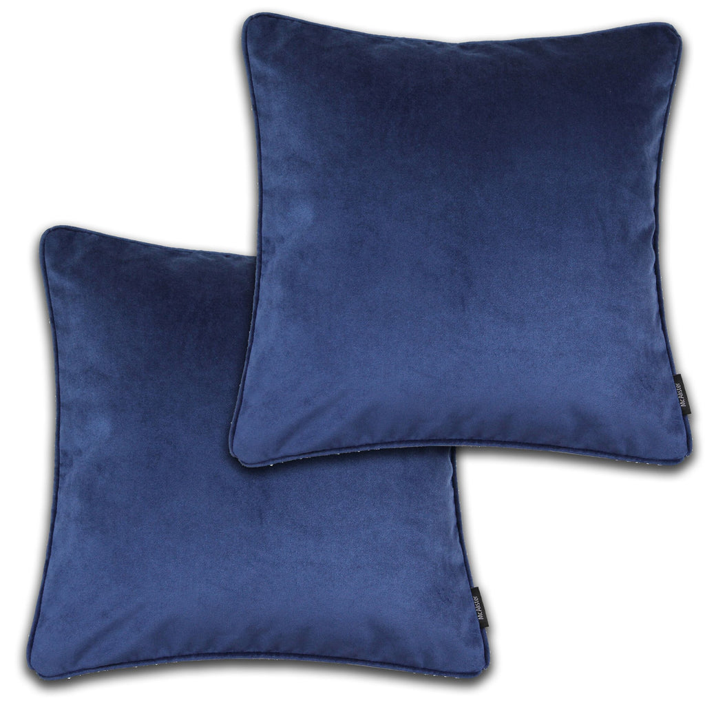 McAlister Textiles Matt Navy Blue Velvet 43cm x 43cm Cushion Sets Cushions and Covers Cushion Covers Set of 2 
