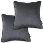 Load image into Gallery viewer, McAlister Textiles Matt Charcoal Grey Velvet 43cm x 43cm Contrast Piped Cushion Sets Cushions and Covers Cushion Covers Set of 2 
