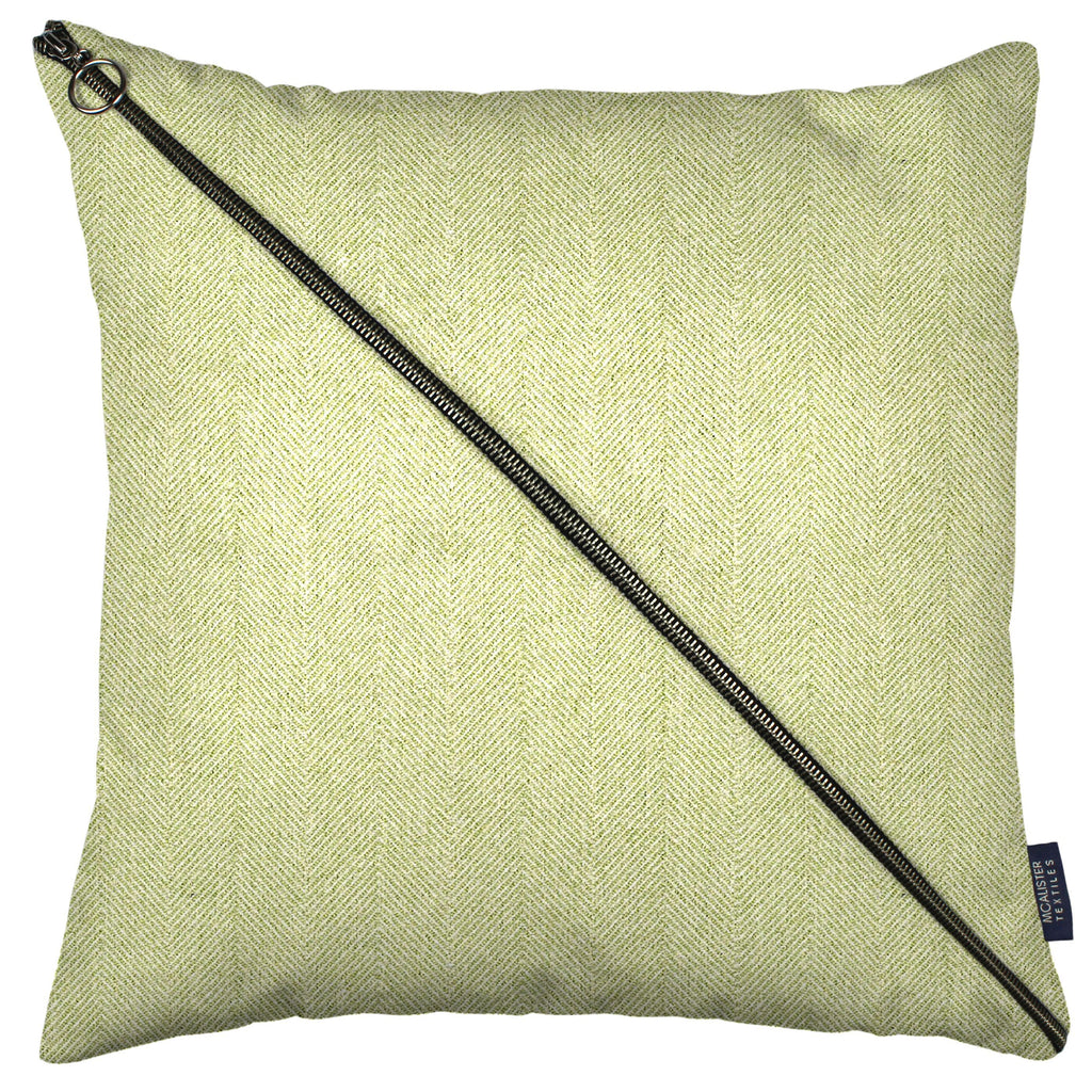 McAlister Textiles Herringbone Diagonal Zip Sage Green Cushion Cushions and Covers Cover Only 43cm x 43cm 