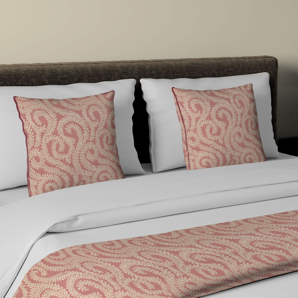 McAlister Textiles Little Leaf Blush Pink Bedding Set Bedding Set Runner (50x165cm) + 1x Cushion Cover 